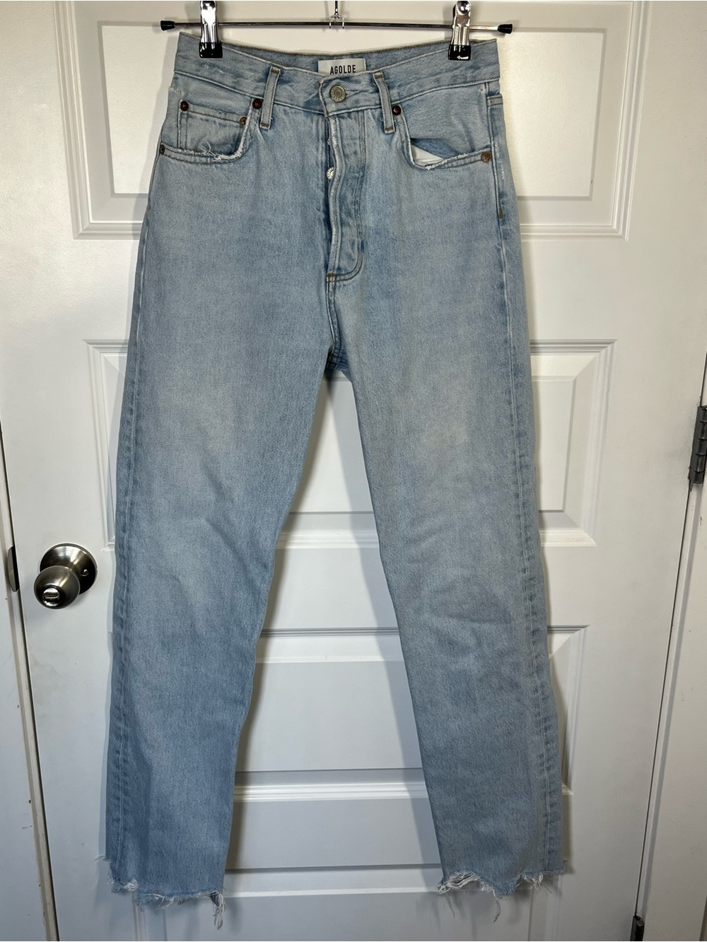 AGOLDE 90s Pinch Waist High Rise Straight Jeans Size 24 Imitate Distressed